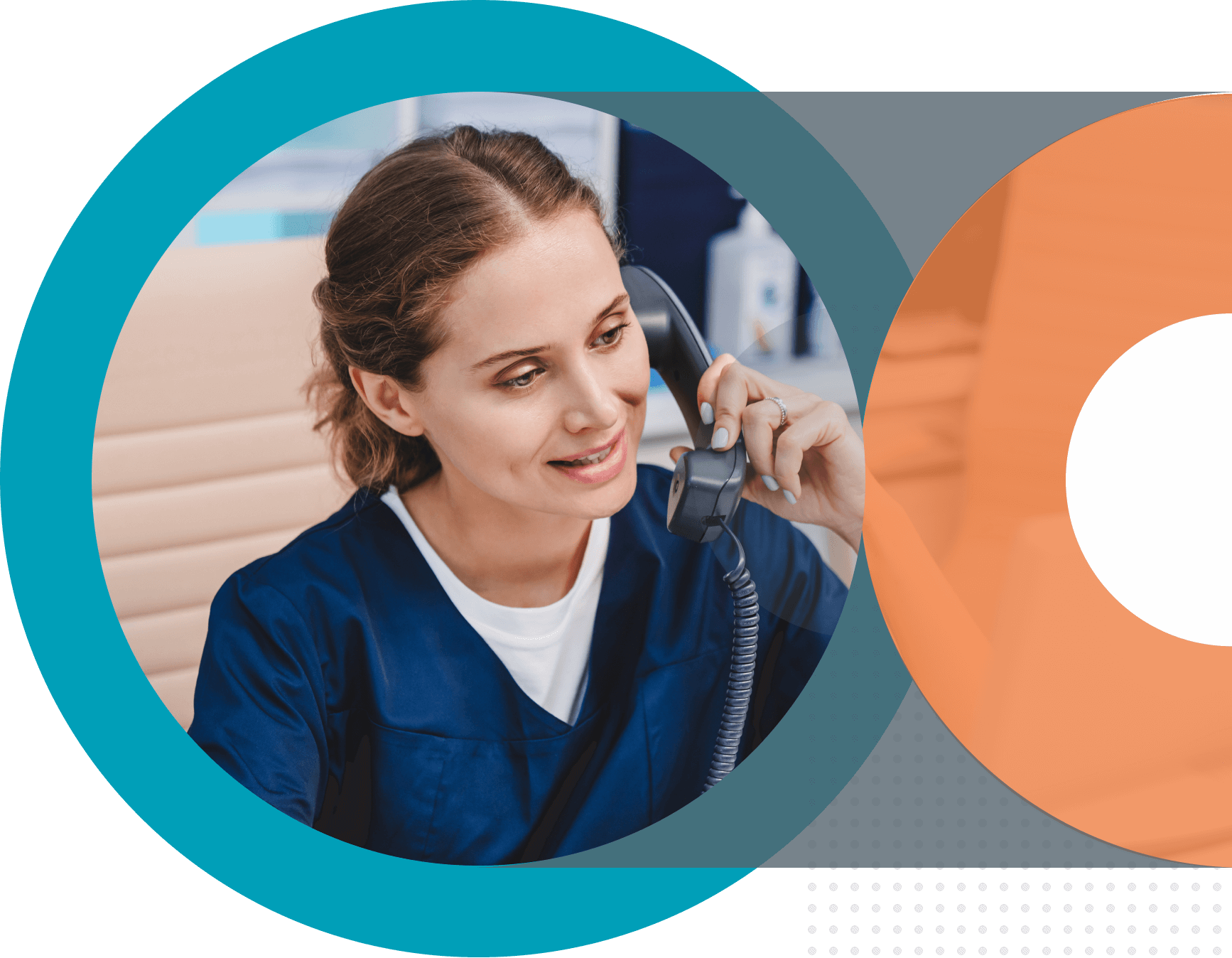 Healthcare professional on the phone, coordinating patient services, highlighting technology solutions for healthcare payers